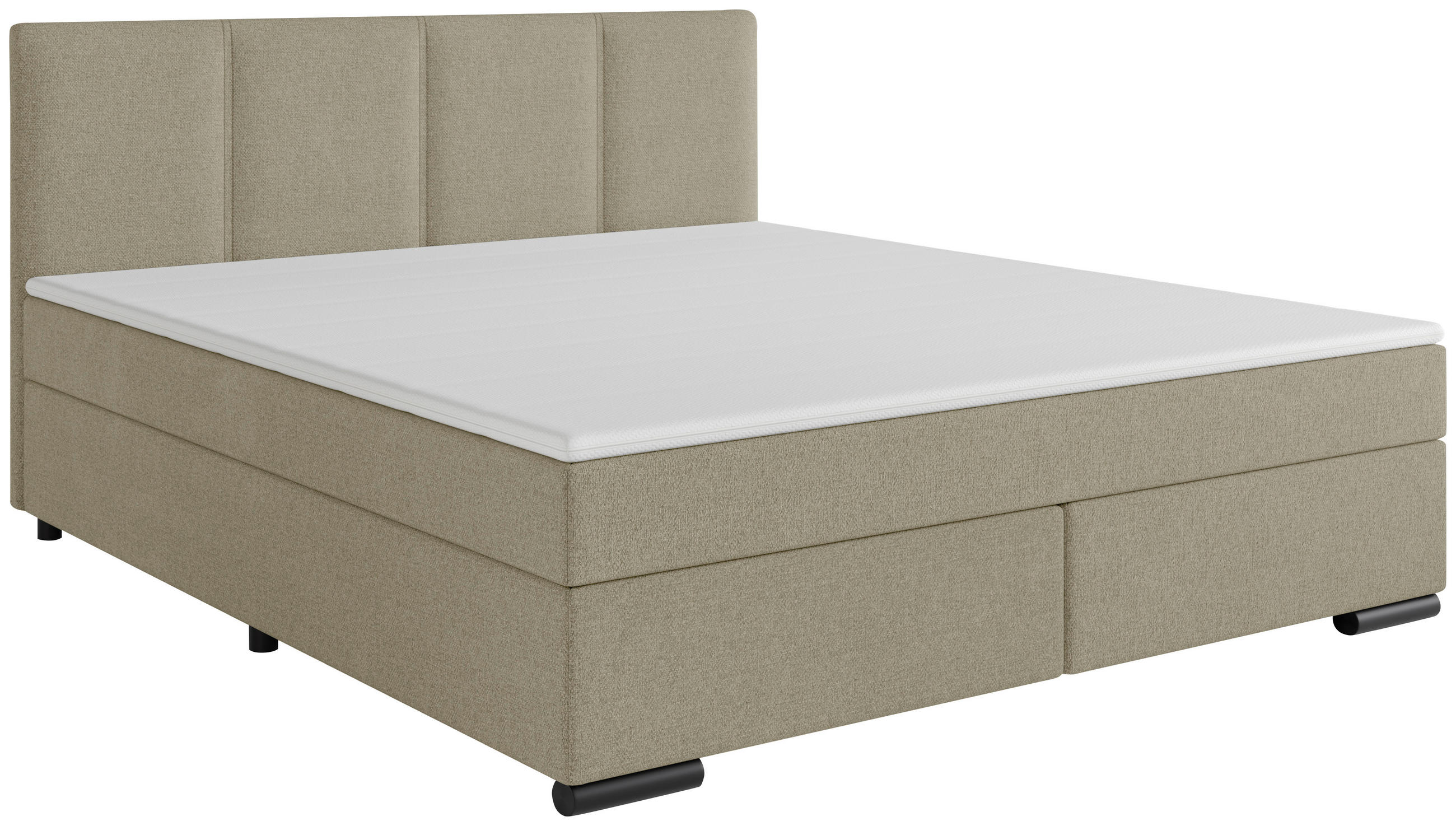 BOXSPRINGBETT 200/200 cm  in Beige  - Beige/Schwarz, MODERN, Karton/Holz (200/200cm) - MID.YOU