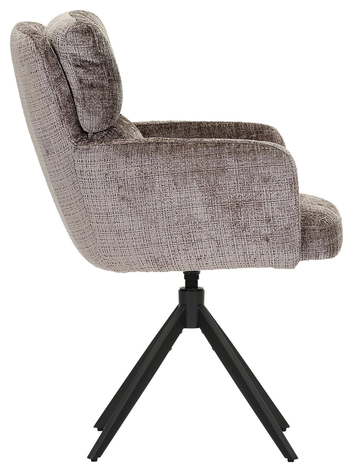 ARMLEHNSTUHL  Typenauswahl, Sitzfläche 360° drehbar Chenille  Schwarz, Graubraun  - Graubraun/Schwarz, Design, Textil/Metall (60/90/65cm) - Milino