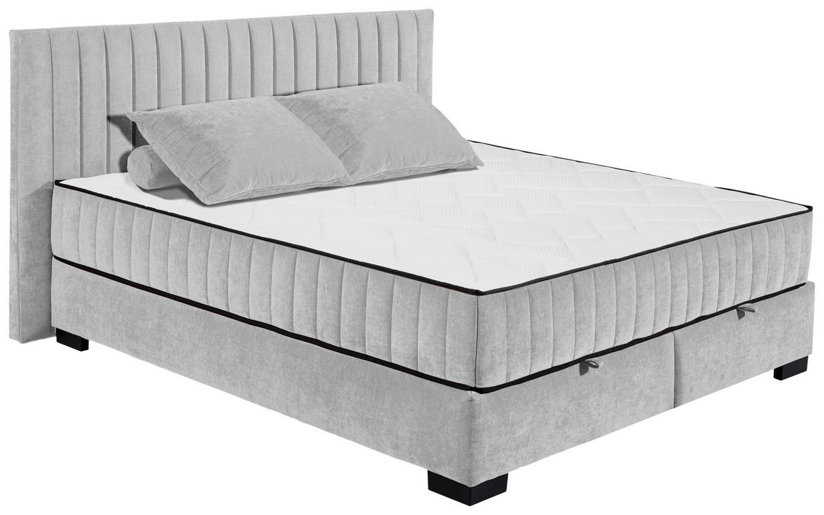 BOXBETT 180/200 cm  in Hellgrau  - Hellgrau/Schwarz, MODERN, Holzwerkstoff/Kunststoff (180/200cm) - MID.YOU