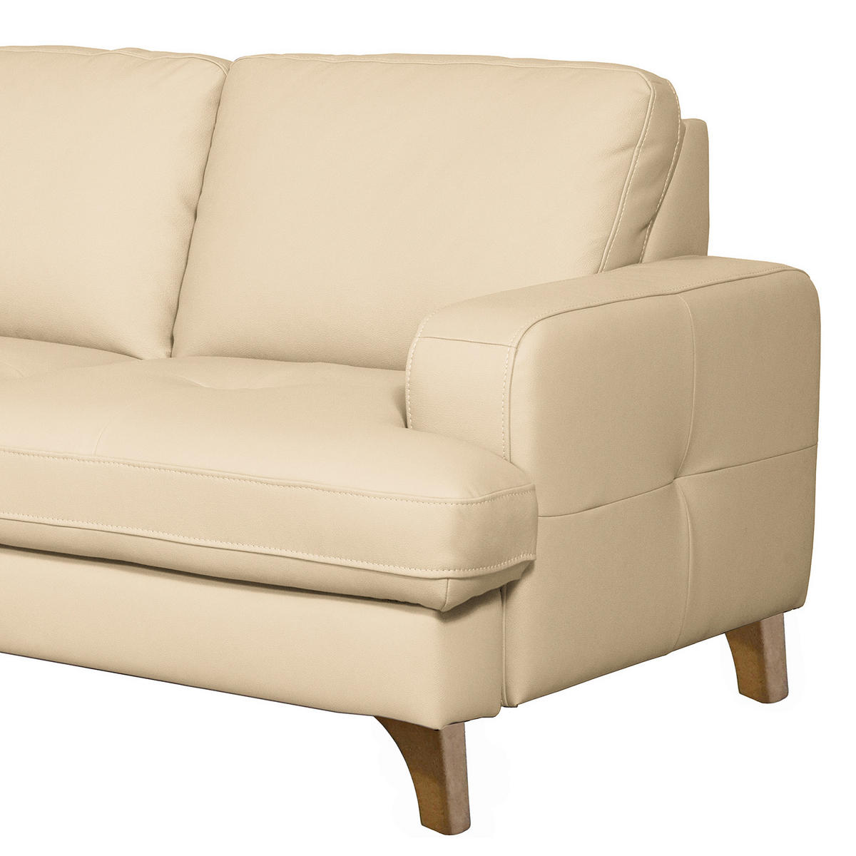 ECKSOFA Lederlook Echtleder Beige  - Beige/Buchefarben, Design, Leder/Holz (234/190cm) - Livetastic