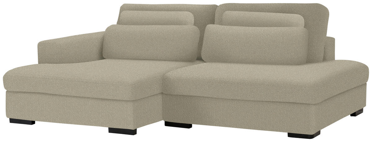 ECKSOFA in Chenille Cappuccino  - Schwarz/Cappuccino, Design, Kunststoff/Textil (158/223cm) - Lomoco