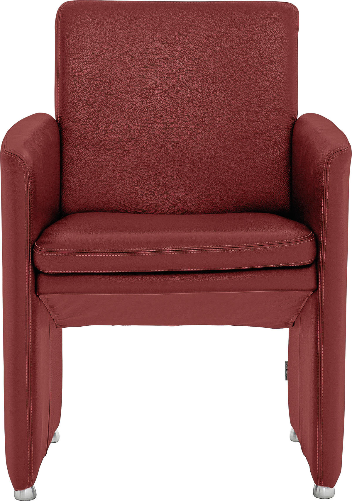 STUHL  in Echtleder  - Silberfarben/Dunkelrot, Design, Leder/Metall (62/87/59cm) - W.Schillig