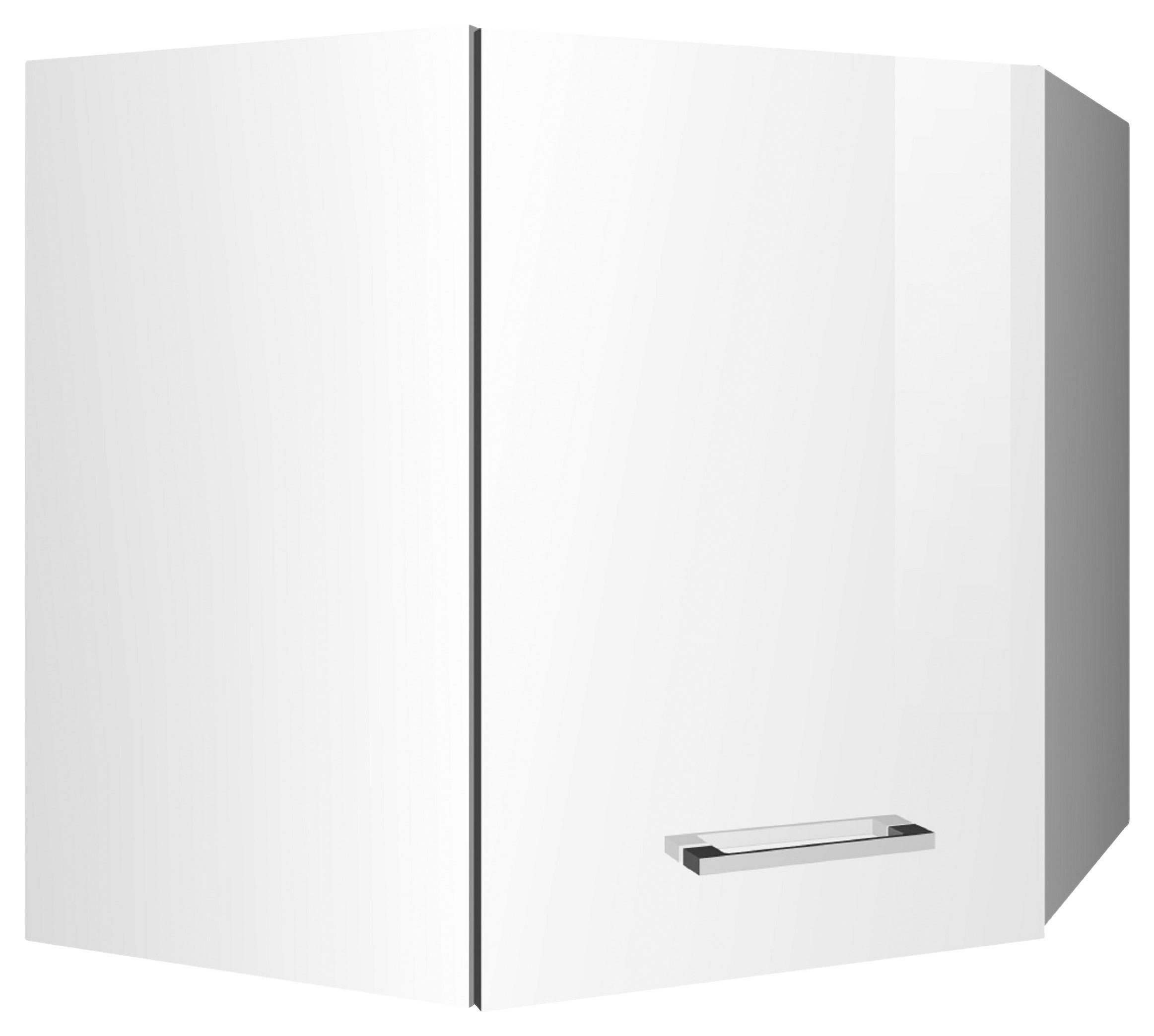 ECKOBERSCHRANK 60/57/60 cm  - Weiß Hochglanz/Silberfarben, MODERN, Holzwerkstoff/Metall (60/57/60cm) - Held