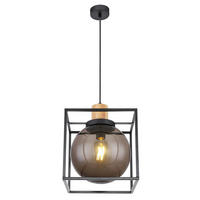 HÄNGELEUCHTE 28/28/120 cm    - Schwarz/Naturfarben, Design, Holz/Kunststoff (28/28/120cm) - Globo