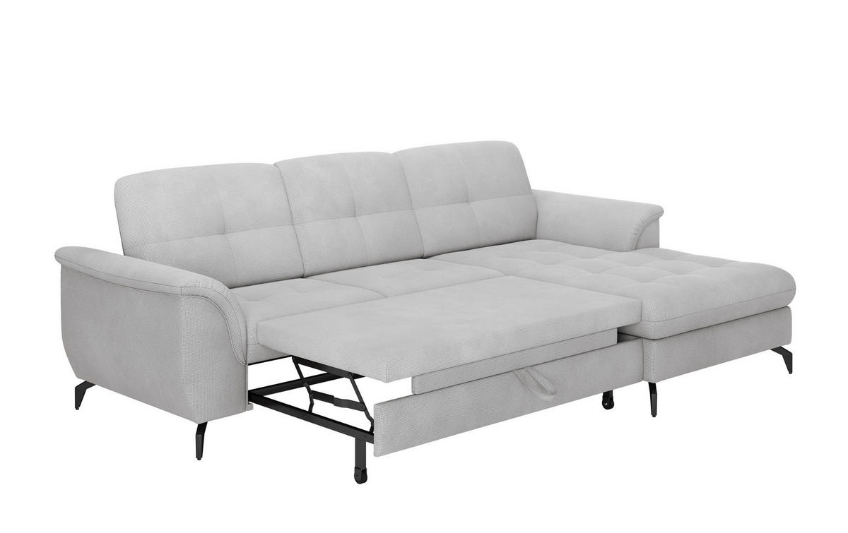 ECKSOFA ZORA E Silberfarben Flachgewebe  - Silberfarben/Schwarz, MODERN, Textil/Metall (262/164cm) - Sit & More