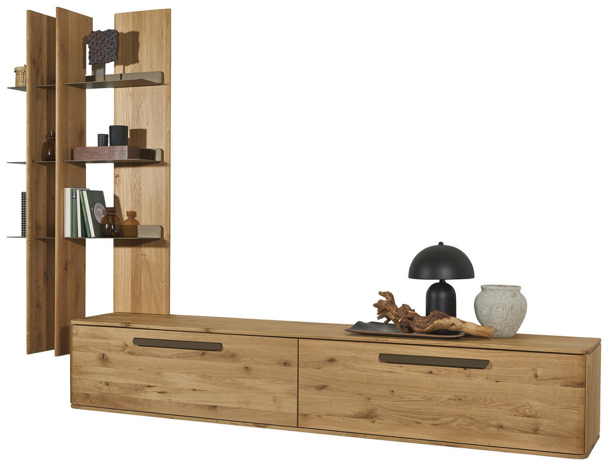 WOHNWAND  in Bronzefarben, Wildeiche  256,7/206,6/37,1 cm  - Wildeiche/Bronzefarben, Natur, Holz/Metall (256,7/206,6/37,1cm) - Valnatura