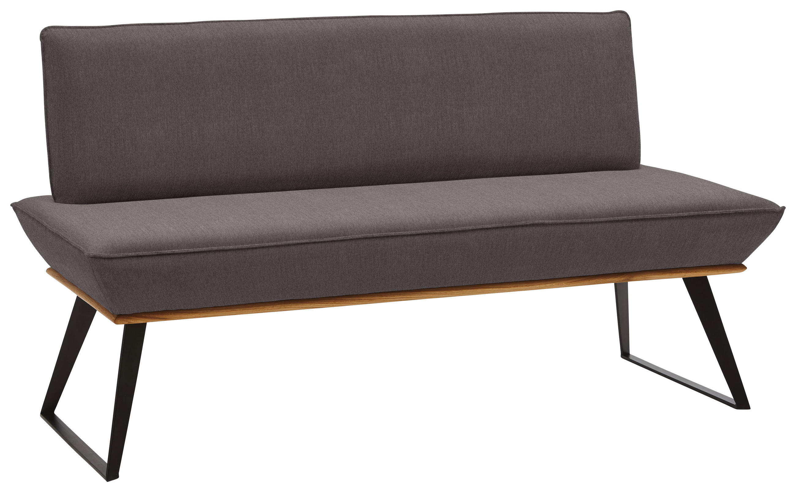 SITZBANK 180/87/64 cm Webstoff Dunkelbraun, Schwarz, Eichefarben Eiche massiv Metall  - Eichefarben/Dunkelbraun, Design, Holz/Textil (180/87/64cm) - Voleo