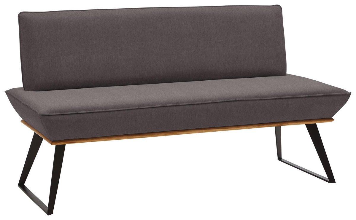 SITZBANK in Holz, Metall, Textil Schwarz, Eichefarben, Dunkelbraun  - Eichefarben/Dunkelbraun, Design, Holz/Textil (140/87/64cm) - Voleo