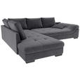 ECKSOFA Graphitfarben Cord  - Schwarz/Graphitfarben, KONVENTIONELL, Holz/Textil (202/298cm) - Carryhome