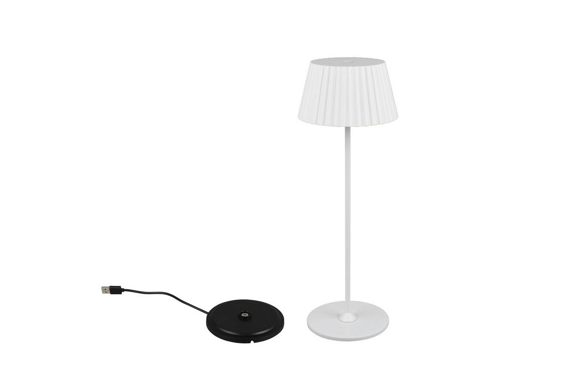 STOLNÍ LAMPA NA BATERIE 13,5/39,1 cm - bílá, Konvenční, kov (13,5/39,1cm)