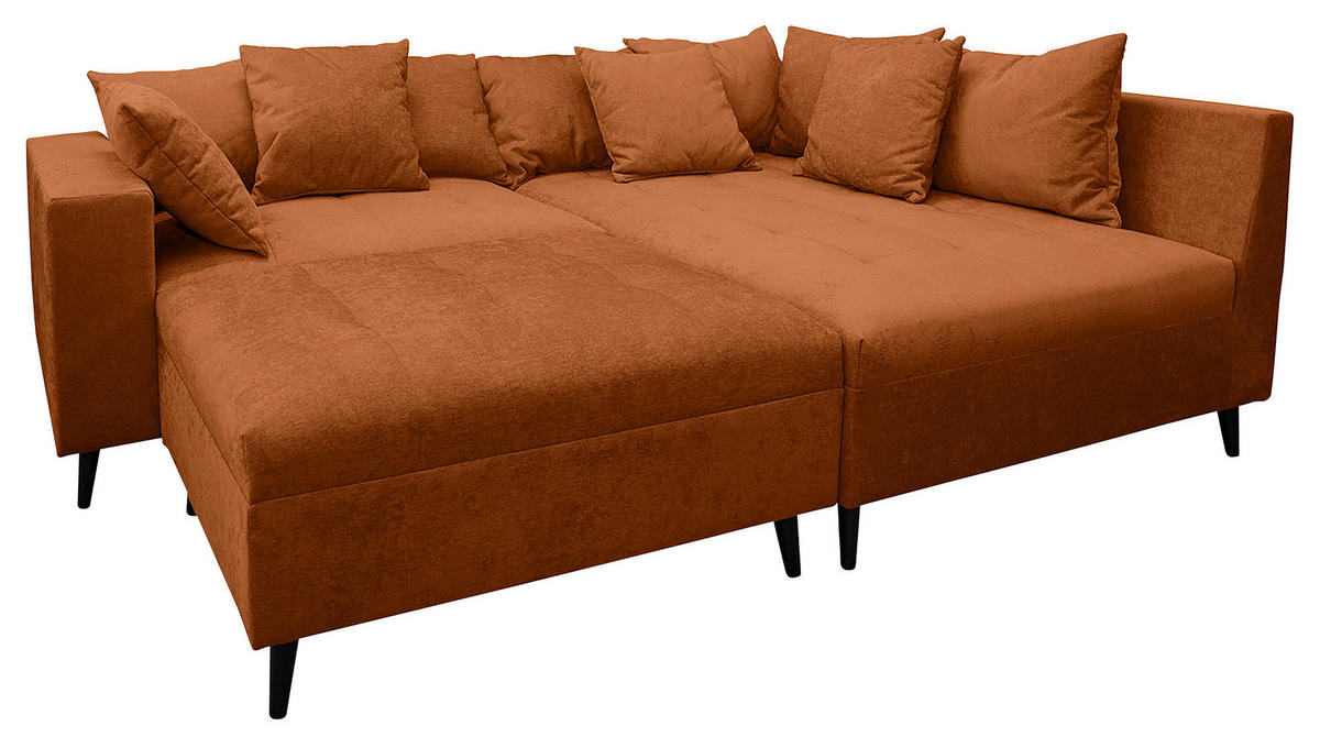 Ecksofa inkl. Hocker tekstil  boje hrđe   - boje hrđe/crna, Design, tekstil/drvo (247/174cm) - MID.YOU
