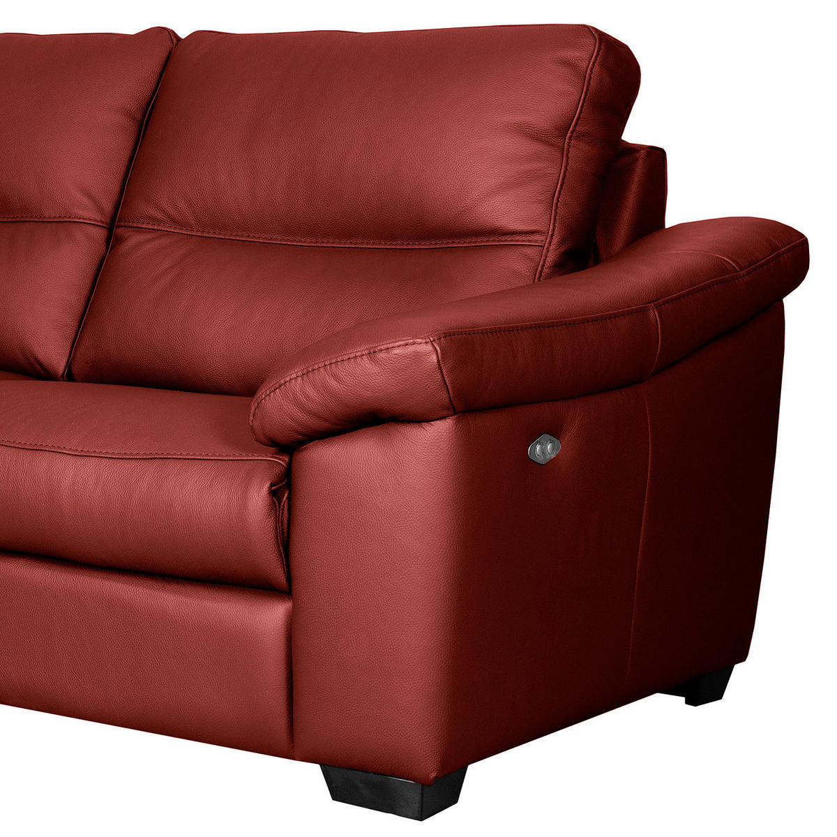 2-SITZER-SOFA  in Echtleder Rot   - Rot/Schwarz, Design, Leder/Holz (174/97/97cm) - Livetastic
