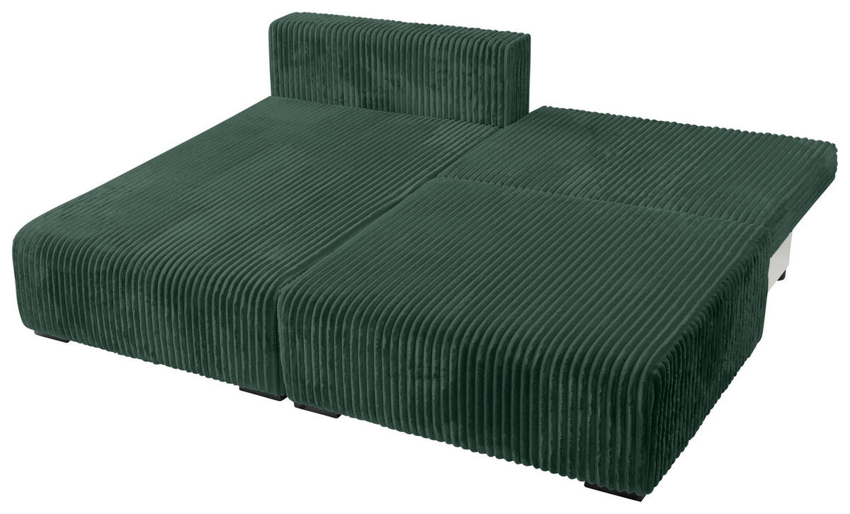 ECKSOFA in Cord Dunkelgrün  - Dunkelgrün/Schwarz, Modern, Holz/Textil (145/210cm) - MID.YOU
