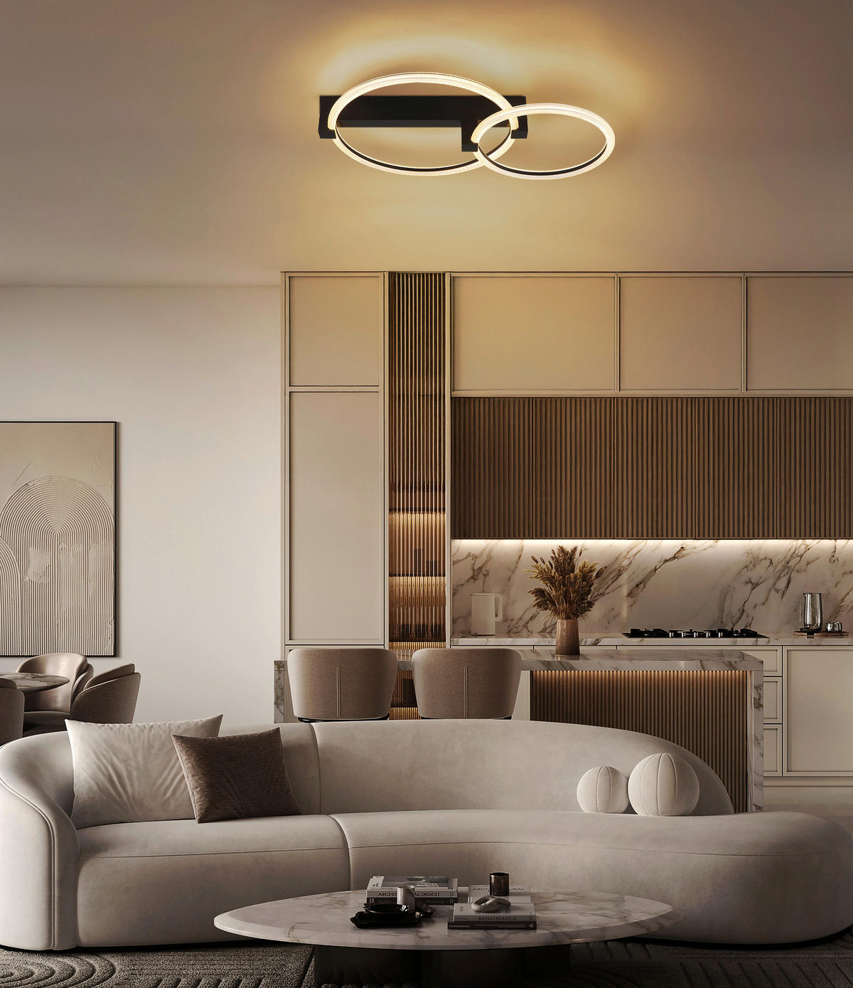 LED-DECKENLEUCHTE Fletcher 58/38/11,5 cm  - Transparent/Schwarz, Design, Kunststoff/Metall (58/38/11,5cm) - Globo