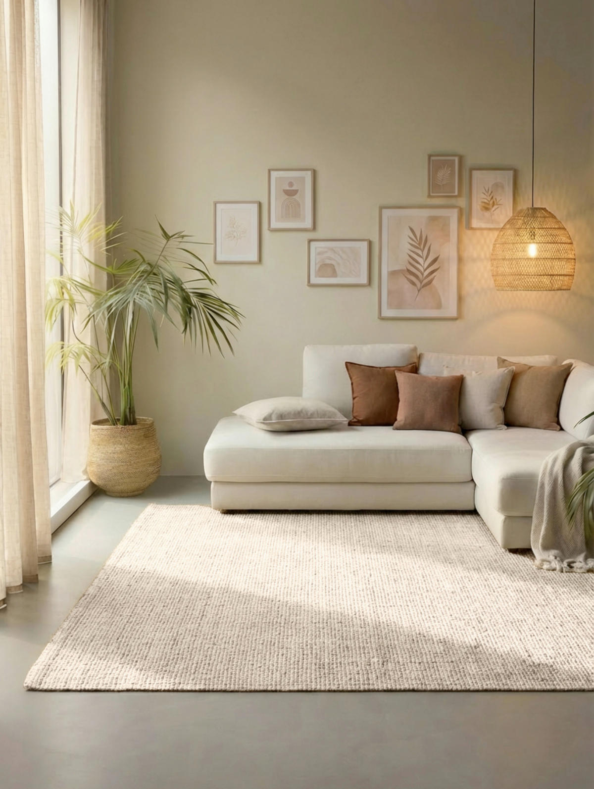 JUTETEPPICH 120/170 cm Bouclé Weiß rechteckig  - Weiß, KONVENTIONELL, Textil (120/170cm) - Hanse Home