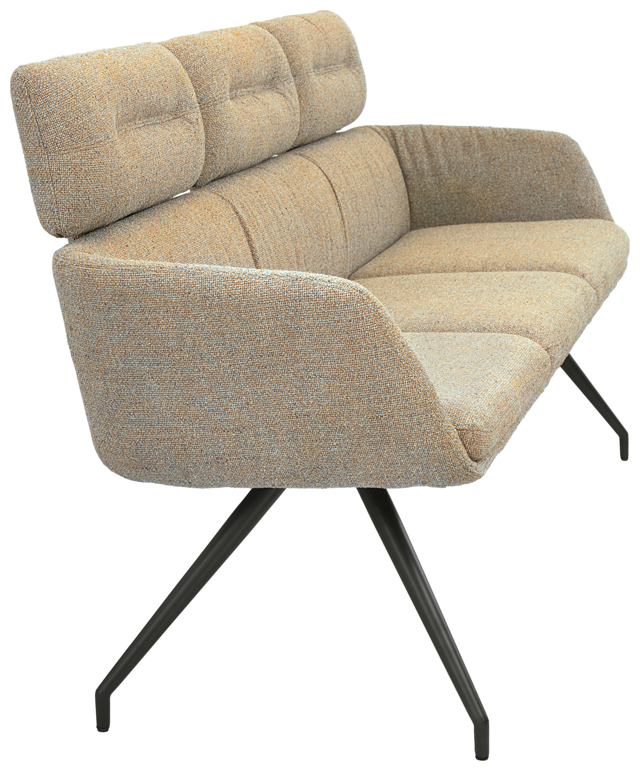 SITZBANK 200/91/70 cm Webstoff Schwarz, Graubraun  - Graubraun/Schwarz, Design, Textil/Metall (200/91/70cm) - Dieter Knoll