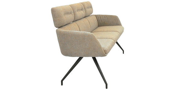 SITZBANK 200/91/70 cm Webstoff Schwarz, Graubraun  - Graubraun/Schwarz, Design, Textil/Metall (200/91/70cm) - Dieter Knoll