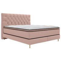 BOXSPRING KREVET    180/200 cm  - svijetlo ružičasta/zlatne boje, Design, tekstil/metal (180/200cm) - Boxxx