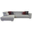 ECKSOFA Hellgrau Chenille  - Chromfarben/Hellgrau, Design, Textil (207/301cm) - Xora