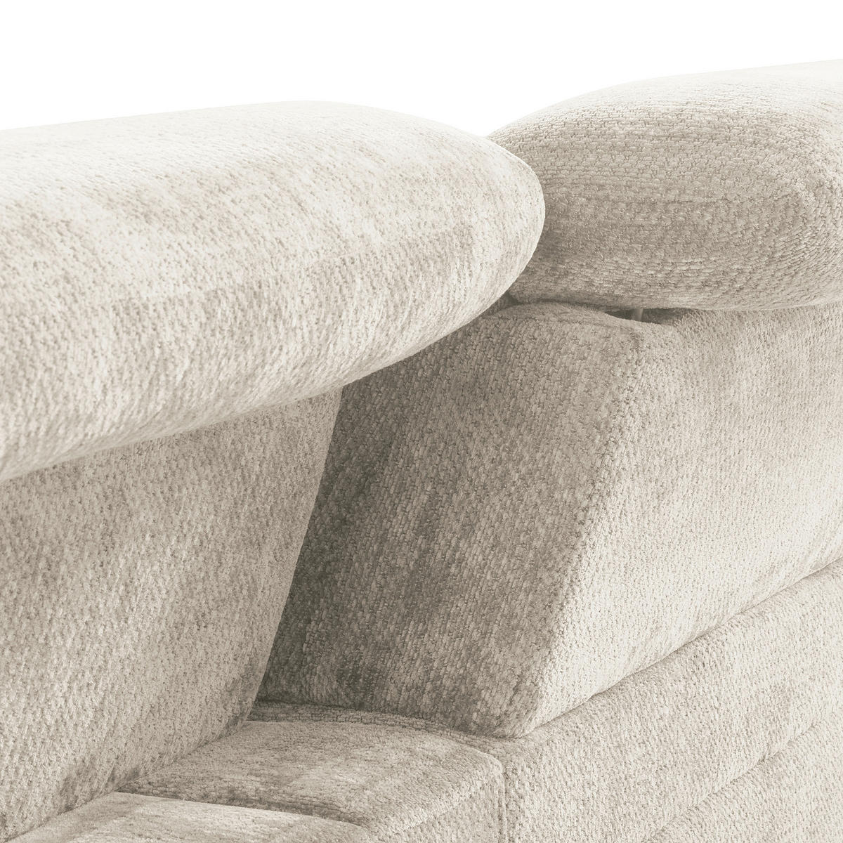 ECKSOFA  Webstoff Weiss  - Weiss/Schwarz, Design, Textil/Metall (195/268cm) - Livetastic