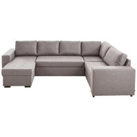 WOHNLANDSCHAFT Webstoff Beige  - Beige/Schwarz, Konventionell, Kunststoff/Textil (157/313/207cm) - Ti'me