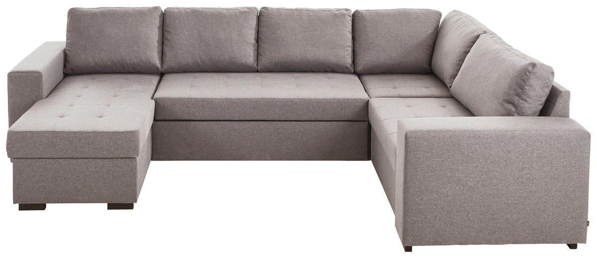 WOHNLANDSCHAFT Webstoff Beige  - Beige/Schwarz, Konventionell, Kunststoff/Textil (157/313/207cm) - Ti'me