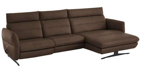 ECKSOFA in Echtleder Braun  300/157 cm  - Schwarz/Braun, Design, Leder/Metall (300/157cm) - Dieter Knoll