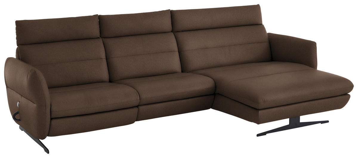 ECKSOFA in Echtleder Braun  - Schwarz/Braun, Design, Leder/Metall (300/157cm) - Dieter Knoll