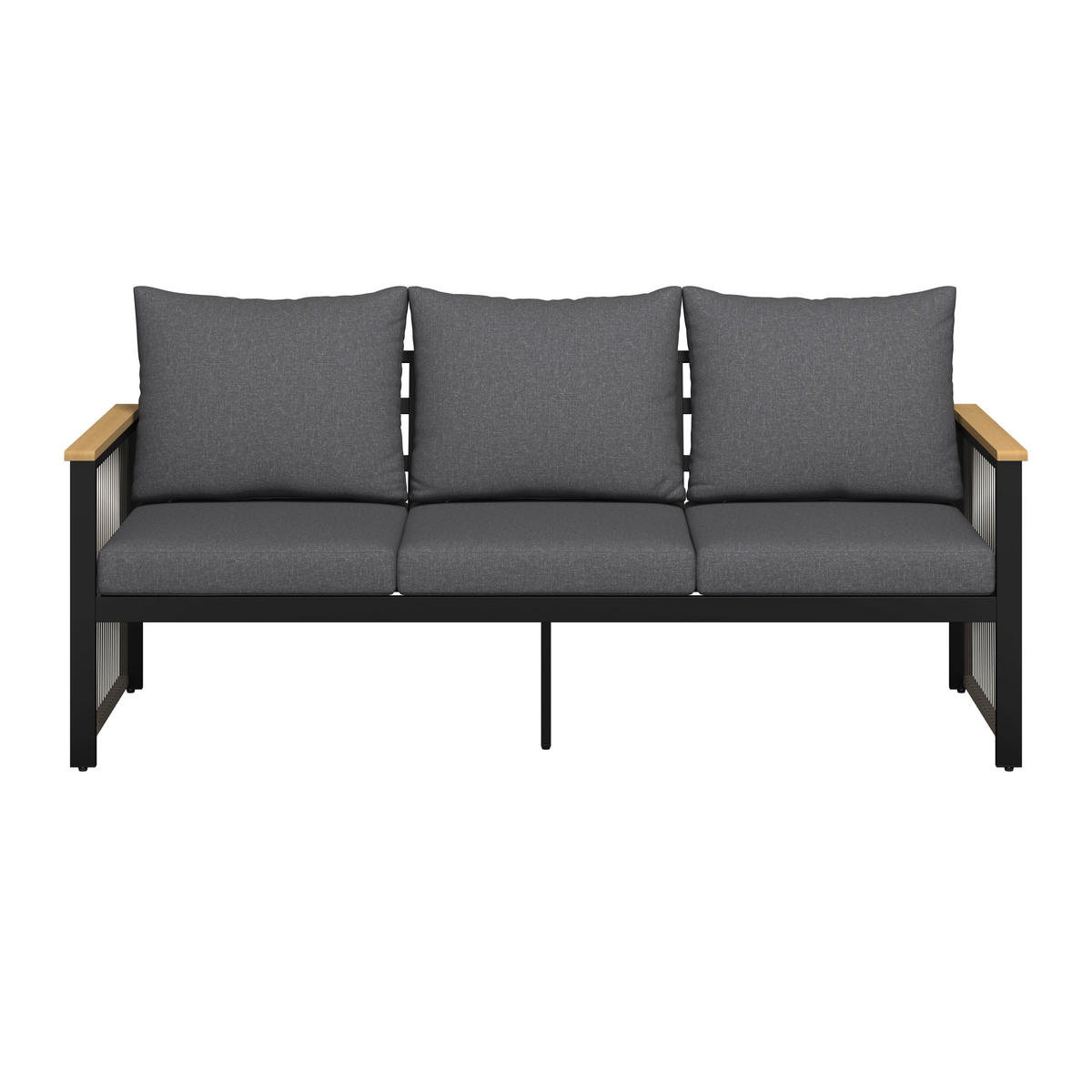 LOUNGESOFA  - Anthrazit/Teakfarben, MODERN, Holz/Metall (190/75.5/73cm) - Ambia Garden