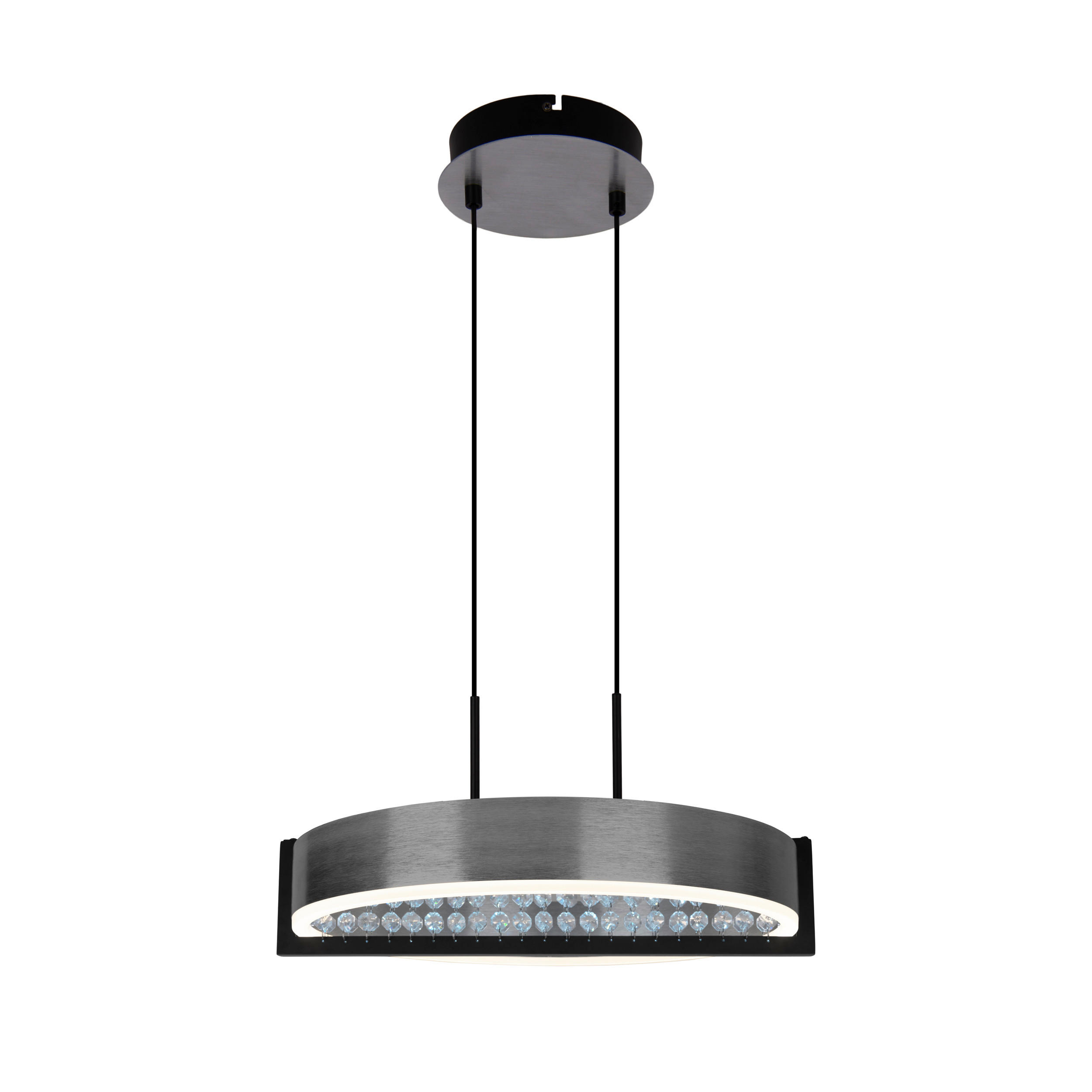 LED-PENDELLEUCHTE YVARIS 53,2/50/120 cm   - Chromfarben/Schwarz, Design, Kunststoff/Metall (53,2/50/120cm) - Näve