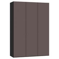 DREHTÜRENSCHRANK 152/220/40 cm,  in Schwarz, Braun, 3-türig  - Silberfarben/Schwarz, Design, Glas/Holzwerkstoff (152/220/40cm) - Jutzler