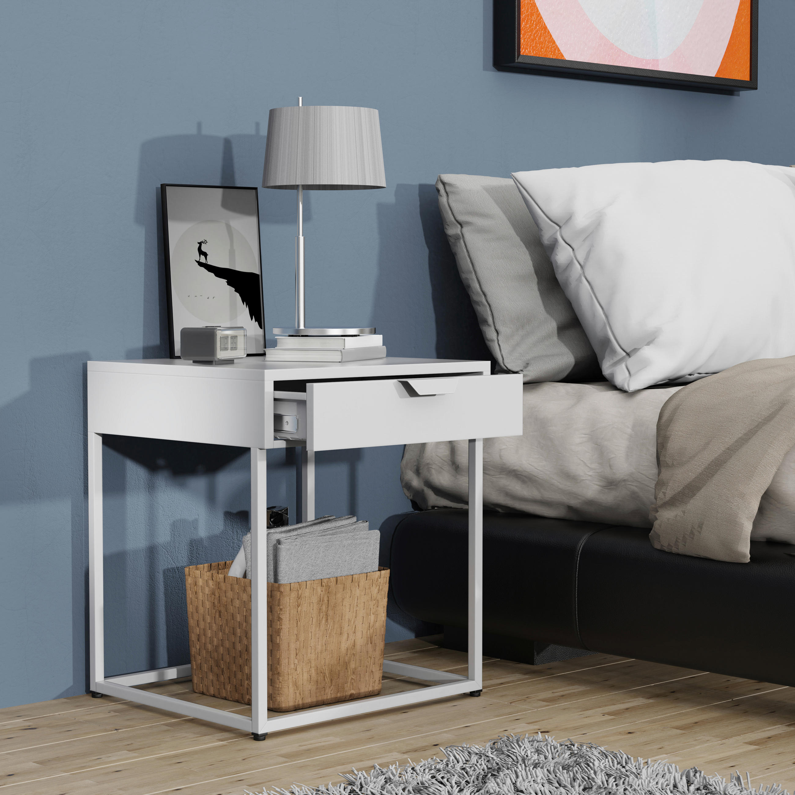 NACHTSCHRANK 43/50/41 cm  - Silberfarben/Schwarz, MODERN, Holzwerkstoff/Kunststoff (43/50/41cm) - MID.YOU