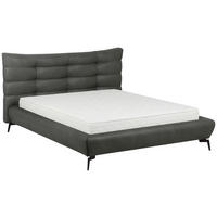 POLSTERBETT gepolstertes Kopfteil Dunkelgrau 180/200 cm  - Dunkelgrau/Schwarz, Design, Leder/Metall (180/200cm) - Esposa