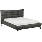 POLSTERBETT 180/200 cm,  in Dunkelgrau, gepolstertes Kopfteil,  - Dunkelgrau/Schwarz, Design, Leder/Metall (180/200cm) - Esposa