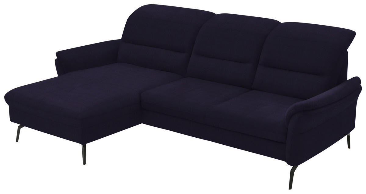 ECKSOFA in Flachgewebe Schwarz  181/260 cm  - Schwarz, KONVENTIONELL, Textil/Metall (181/260cm) - Beldomo Speed