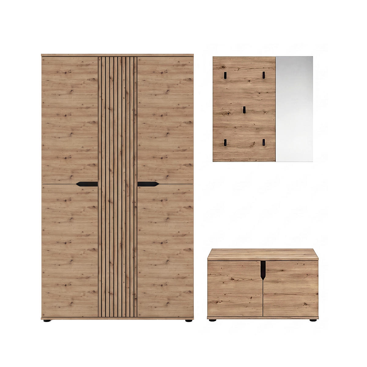 GARDEROBE 3-teilig  in 199/191/37 cm  - Eiche Artisan, Design, Holzwerkstoff (199/191/37cm) - MID.YOU