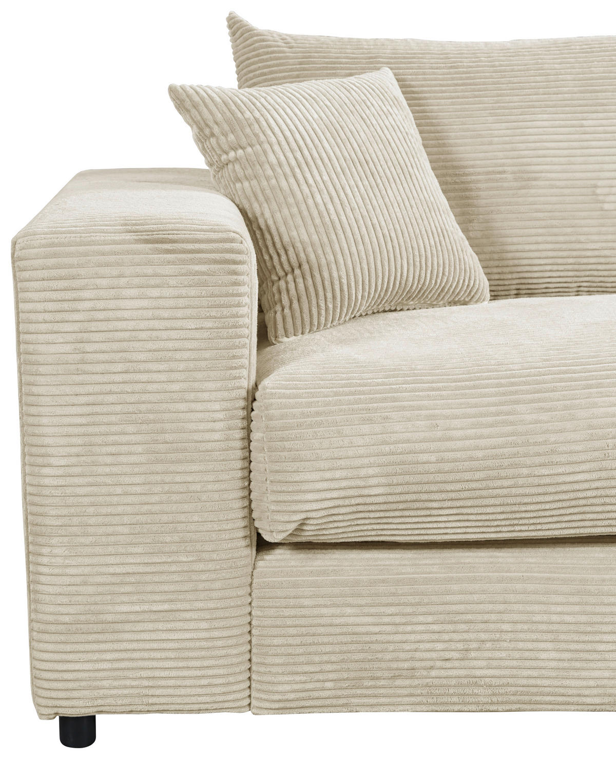 ECKSOFA in Cord, Velours Creme  265/180 cm  - Creme/Schwarz, Basics, Kunststoff/Textil (265/180cm) - Livetastic