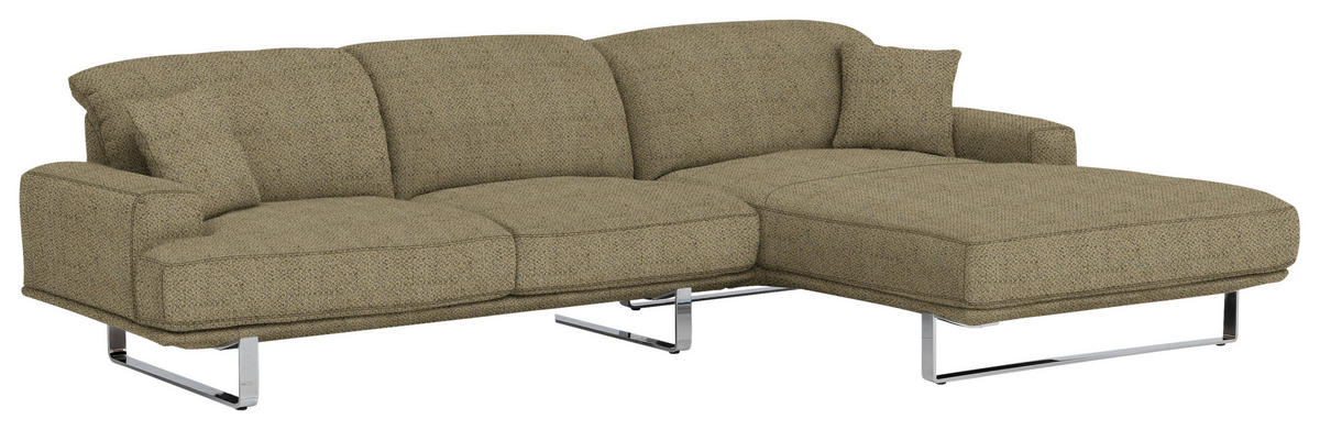 ECKSOFA in Webstoff Braun  - Braun, Design, Textil/Metall (304/184cm) - Dieter Knoll