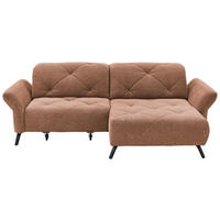 ECKSOFA Beach in Webstoff Kupferfarben  - Schwarz/Kupferfarben, Design, Textil/Metall (262/173cm) - Moderano