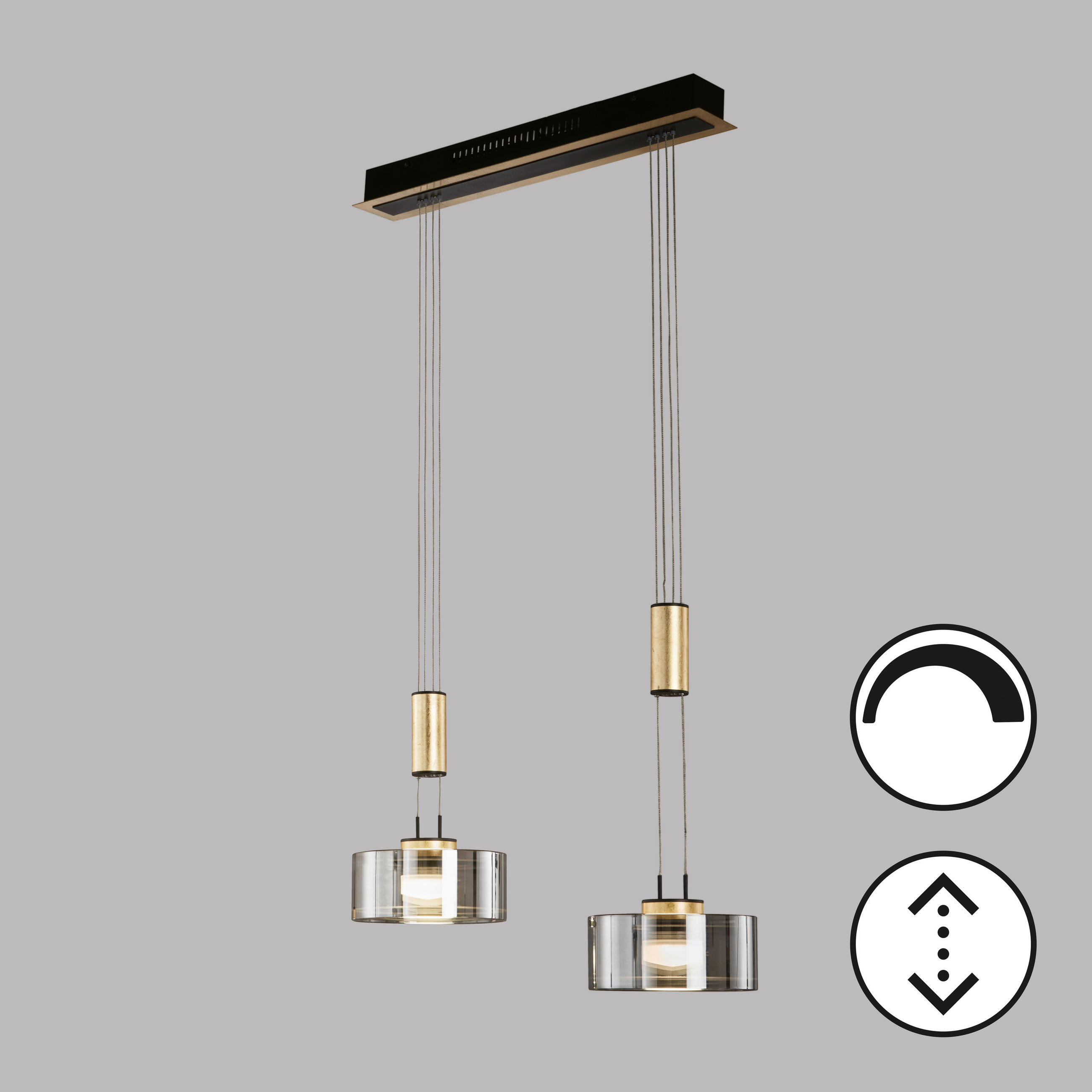 LED-PENDELLEUCHTE Lavin 64/20/160 cm   - Schwarz, Design, Glas/Metall (64/20/160cm) - Fischer & Honsel