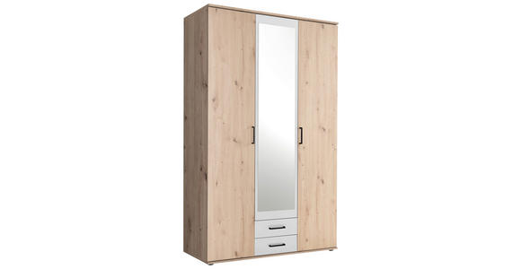 DREHTÜRENSCHRANK  in Weiß, Eiche Artisan  - Anthrazit/Eiche Artisan, KONVENTIONELL, Glas/Holzwerkstoff (119,6/196,3/53,5cm) - Carryhome