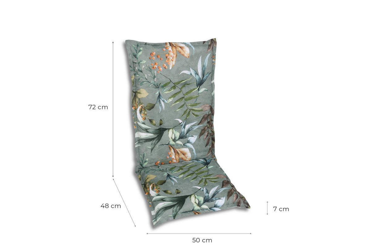 SESSELAUFLAGENSET in Braun, Grau, Grün, Blaugrau Blätter  - Blaugrau/Braun, Basics, Textil (50/7/120cm)