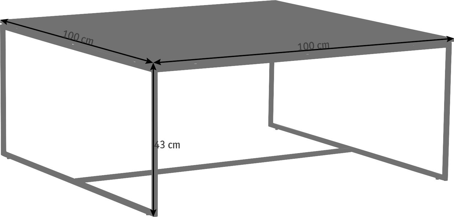 COUCHTISCH in Metall, Glas 100/100/43 cm  - Anthrazit, Design, Glas/Metall (100/100/43cm) - Novel