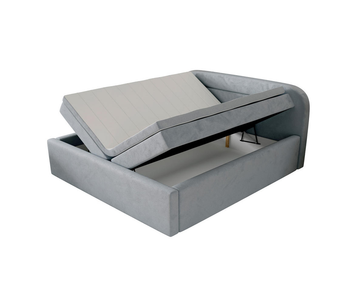BOXBETT 180/200 cm,  in Grau, Bettkasten, Topper, H2 = mittel  - Grau, MODERN, Textil (180/200cm) - MID.YOU