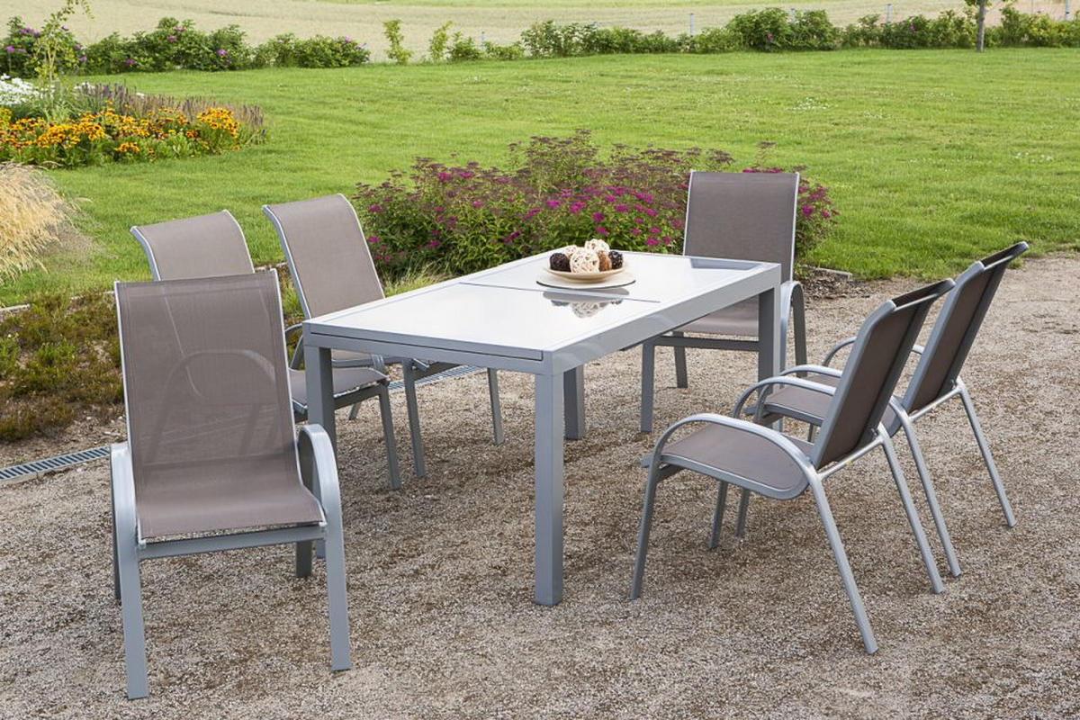 GARTENSTUHL Metall, Textil Silberfarben, Taupe  - Taupe/Silberfarben, KONVENTIONELL, Textil/Metall (56/97/76cm) - Gardenson