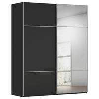 SCHWEBETÜRENSCHRANK Schwarz  - Alufarben/Schwarz, Konventionell, Glas/Holzwerkstoff (181/223/68cm) - Novel