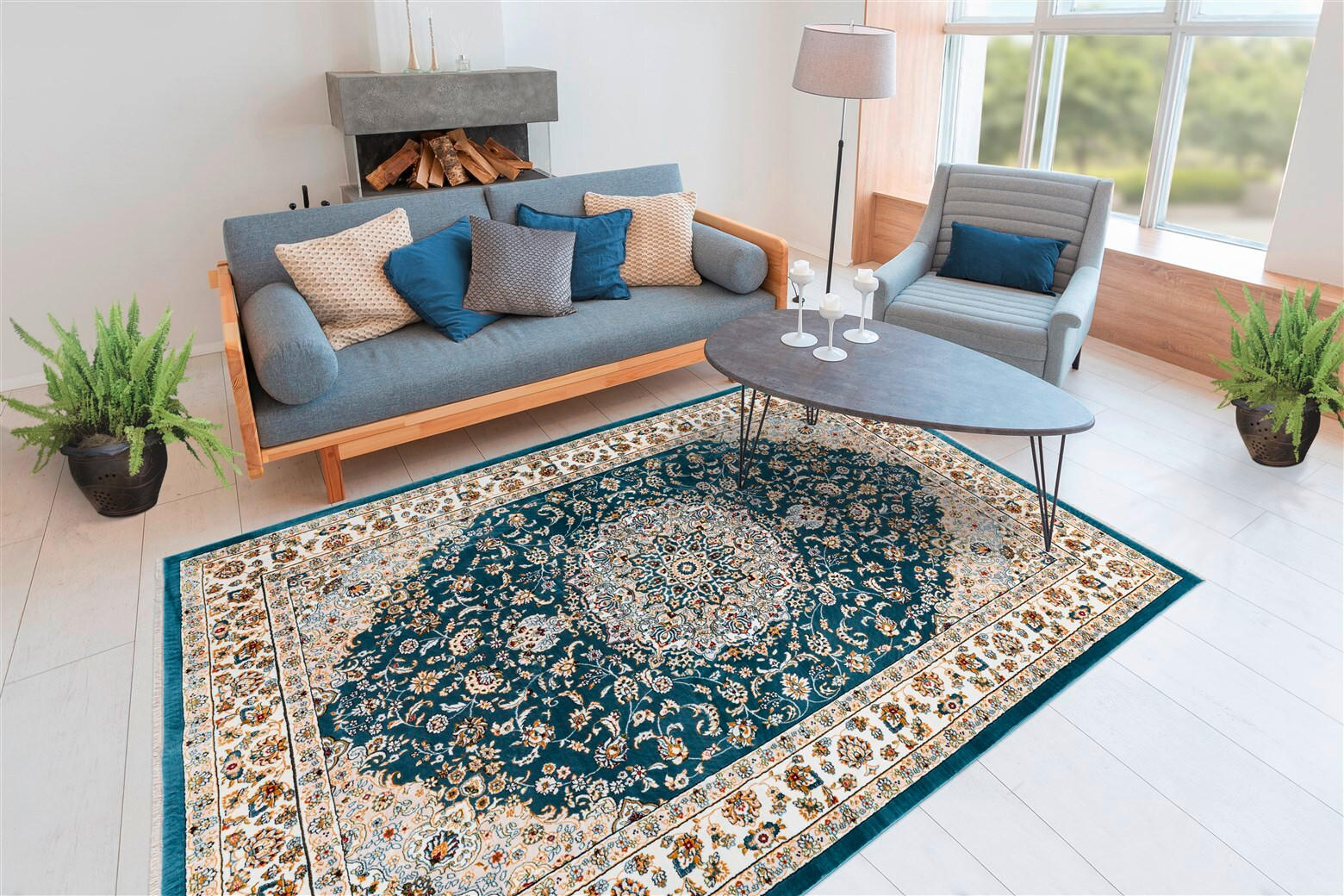 TEPPICH 80/150 cm Scotland - Edinburgh Blau Multicolor  - Multicolor, KONVENTIONELL, Textil (80/150cm)