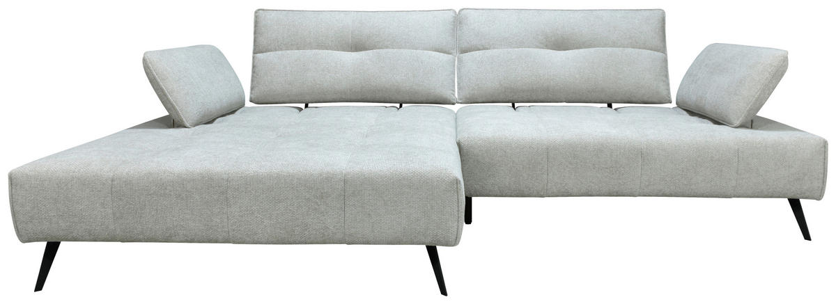ECKSOFA Ottomane links  Greige Chenille  - Greige/Schwarz, Design, Textil/Metall (188/284cm) - Stylife