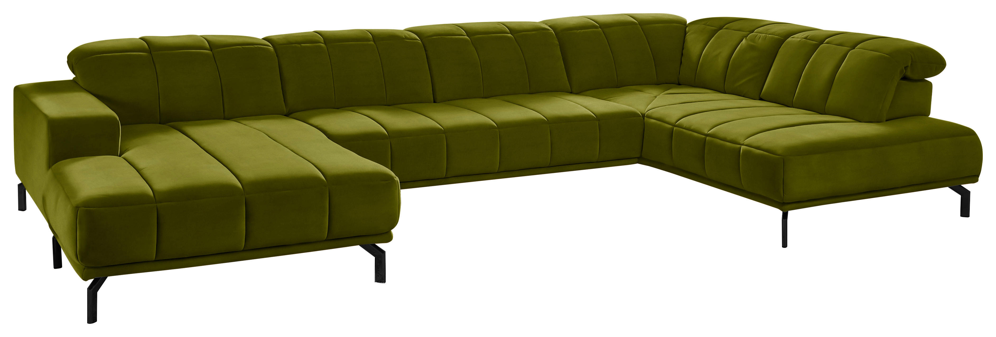 SAROKGARNITÚRA textil zöld  - fekete/zöld, Design, textil/fém (195/383/219cm) - Beldomo Style