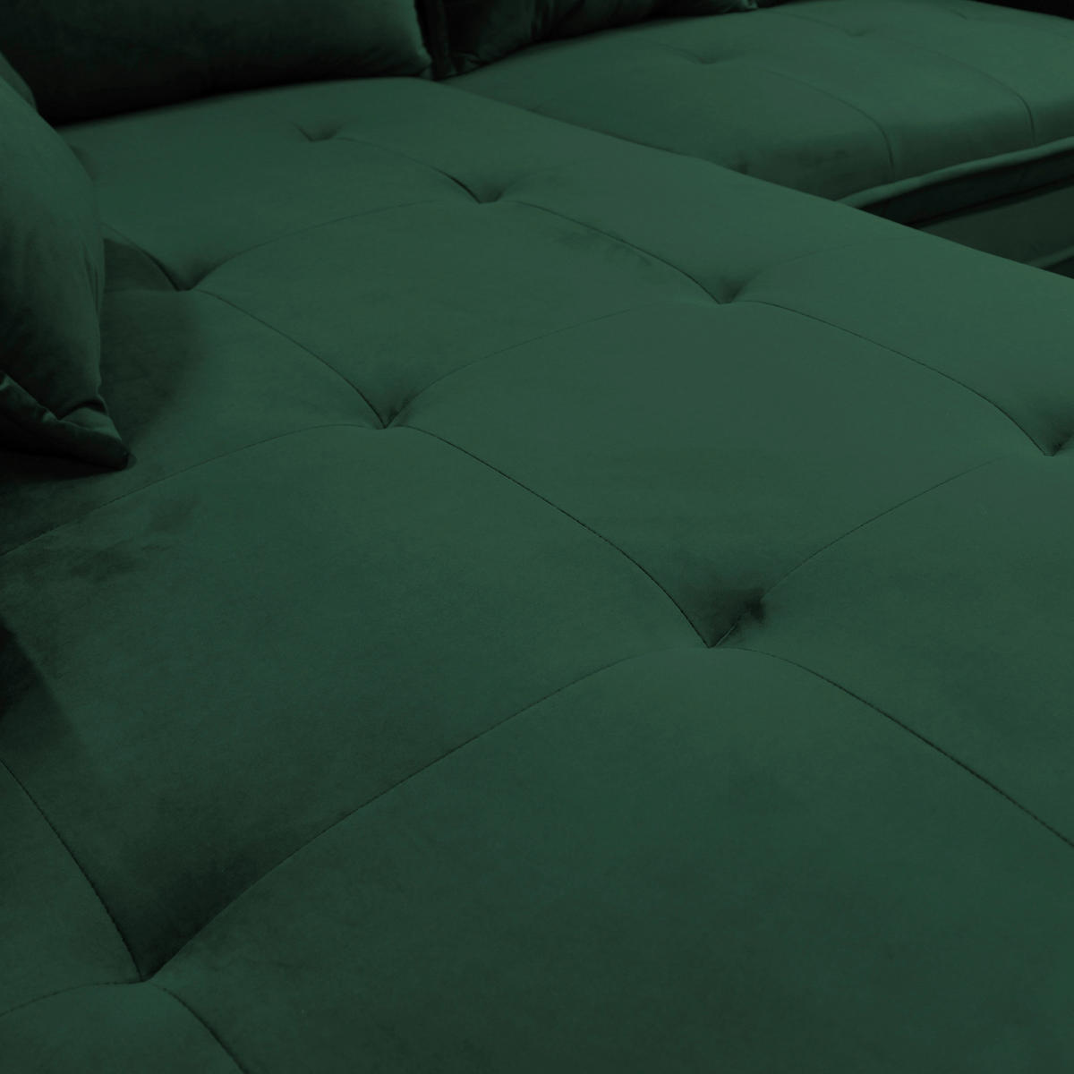 ECKSCHLAFSOFA  mit Rücken echt, Armteil links Velours Grün  - Schwarz/Grün, Design, Textil/Metall (187/277cm) - Livetastic